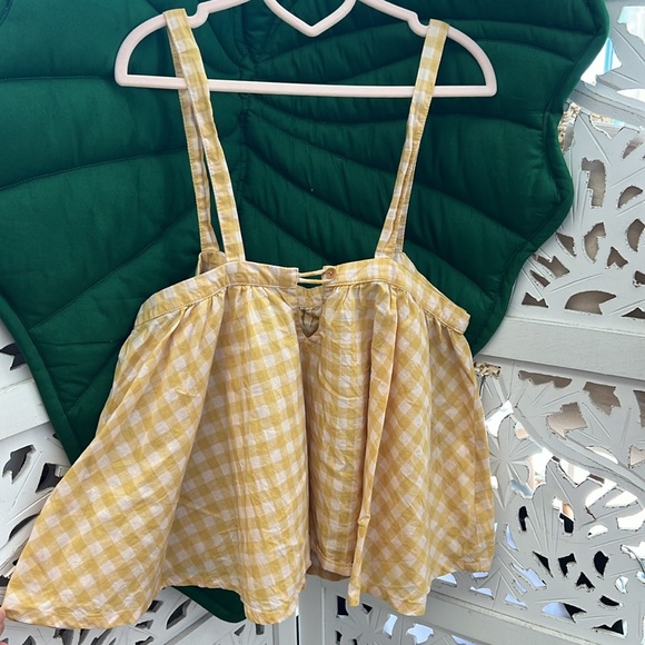 Acacia Swimwear Krista crop top tank top. Size S. Yellow Check plaid print. - Picture 3 of 8